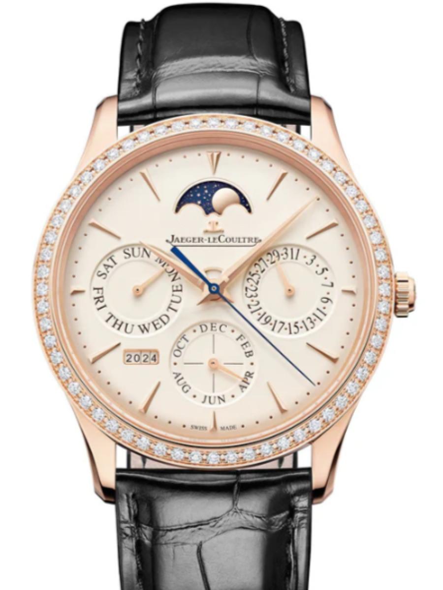 ジャガールクルト マスター Q1142501 ホワイト マスター・ウルトラスリム パーペチュアルカレンダー　3カウンター　ホワイトダイヤル　ムーンフェイズ メンズ　ユニセックス　39 mm　アリゲーターベルト　キャリバー868　パワーリザーブ70時間(新品未使用)