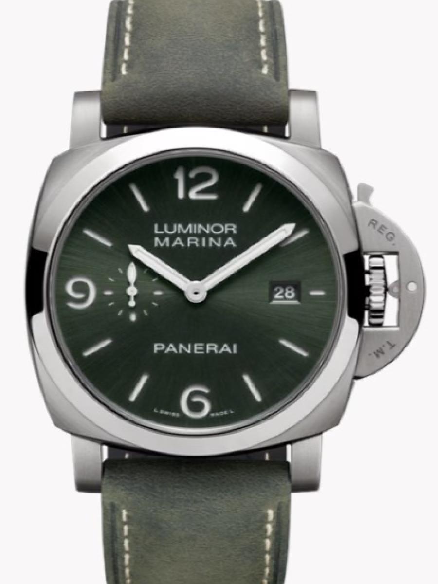 パネライ ルミノール PAM03325 グリーン ルミノール マリーナ チタニオ　グリーンダイヤルデイト表示 メンズ　44mm　キャリバーP.980　シースルーバック　カーフベルト(新品未使用)