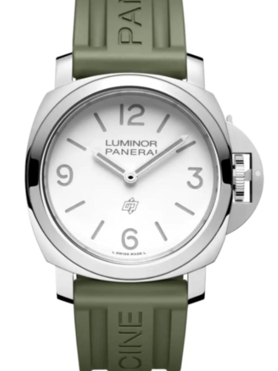 パネライ ルミノール PAM01087 ホワイト ルミノール ベース ロゴ　ホワイトダイヤル　 メンズ　44ｍｍ　キャリバーP.6000　パワーリザーブ3日間　ミリタリーグリーンベルト(新品未使用)