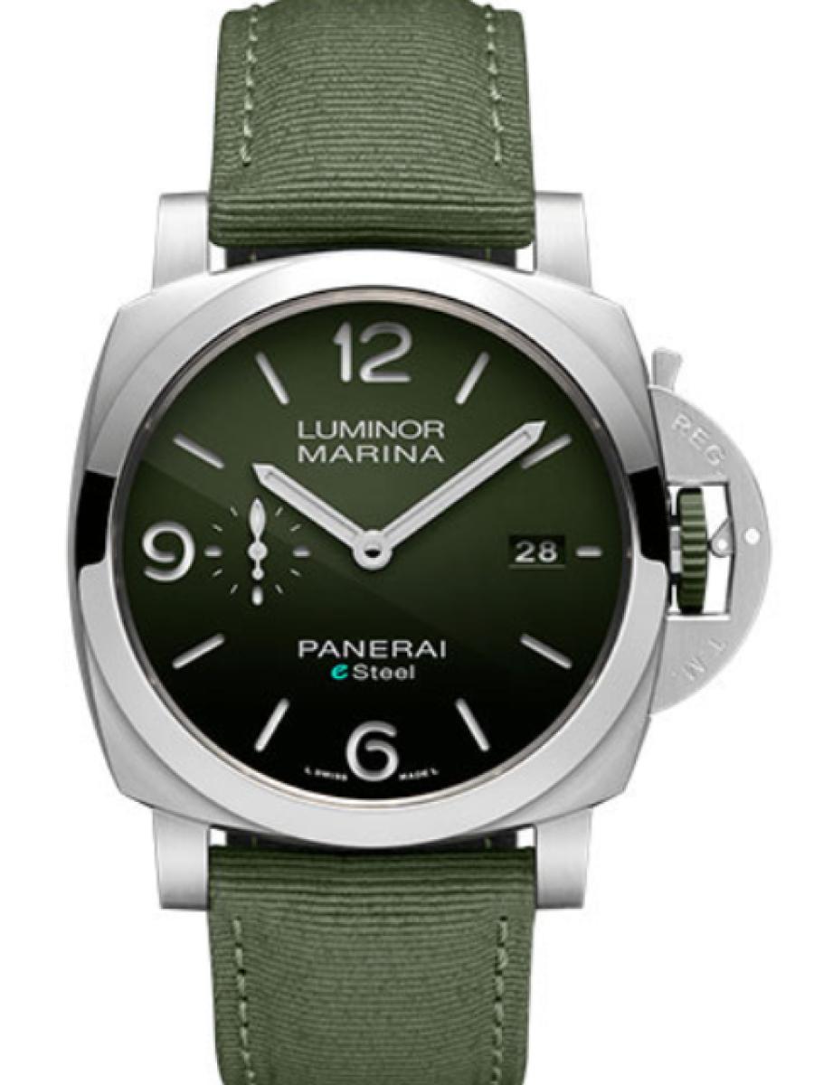 パネライ ルミノール PAM01356 グリーン ブティック限定　限定500本　数量限定　ルミノール マリーナ エメラルドグリーン　デイト表示　スモールセコンド　グリーンダイヤル メンズ　44ｍｍ　キャリバーP.9010　パワーリザーブ3日間　グリーン テキスタイル(新品未使用)