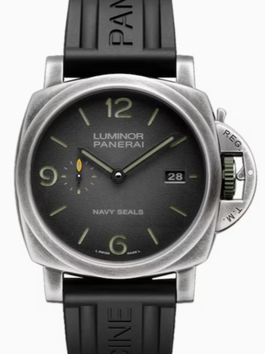 パネライ ルミノール PAM01412 グレー 限定モデル　世界862本限定　数量限定　ルミノール マリーナ ネイビーシールズ メンズ　44mm　キャリバーP.9010　パワーリザーブ3日間　カウッチュー ブラックベルト(新品未使用)