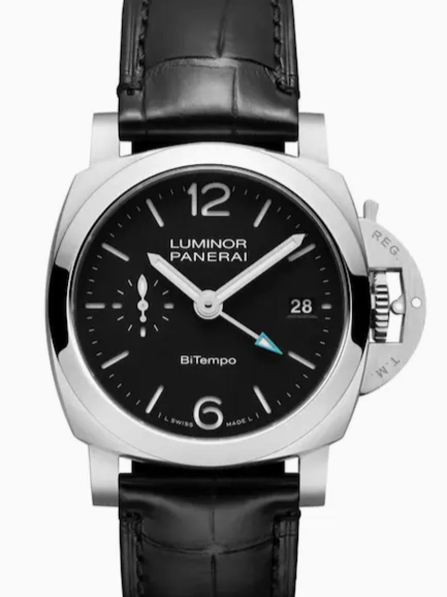 パネライ ルミノール PAM01365 ブラック ルミノール クアランタ クアランタ ビテンポ　ブラックダイヤル　スモールセコンド　デイト表示 メンズ　40ｍｍ　キャリバーP.900/GMT　パワーリザーブ3日間　アリゲーターブラックベルト(新品未使用)