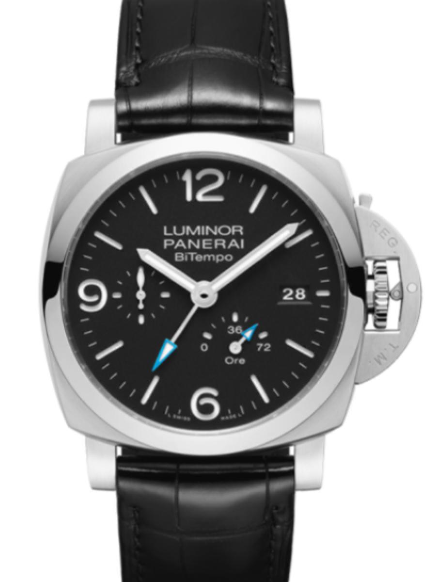 パネライ ルミノール PAM01360 ブラック ルミノールビテンポ パワーリザーブ　ブラックダイヤル　デイト表示　スモールセコンド メンズ　44ｍｍ　キャリバーP.9012　アリゲーター ブラック(新品未使用)