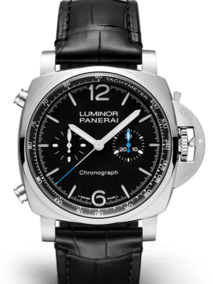 パネライ ルミノール PAM01109 ブラック  ルミノール クロノ　ブラックダイヤル　スモールセコンド　クロノ メンズ　44ｍｍ　キャリバーP.9200　パワーリザーブ42時間　アリゲーターベルト(新品未使用)