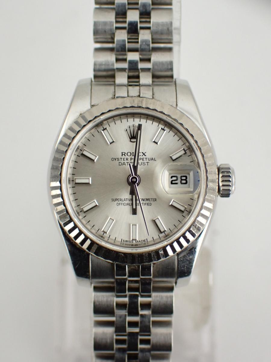 ロレックス デイトジャスト 179174 シルバー 26mm径、レディース(AB※傷あり中古)