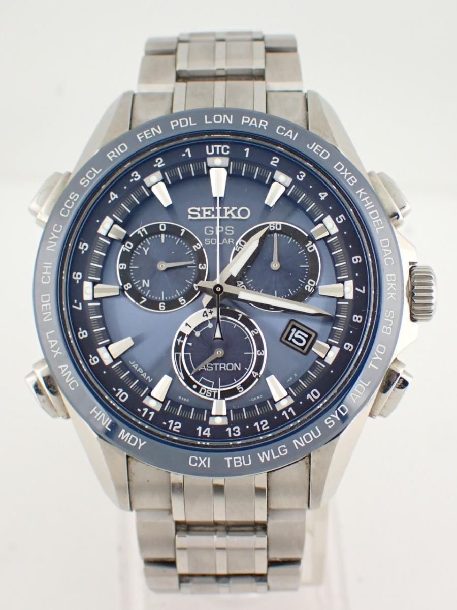セイコー アストロン SBXB005 ブルー 45mm径、メンズ(AA※中古美品)