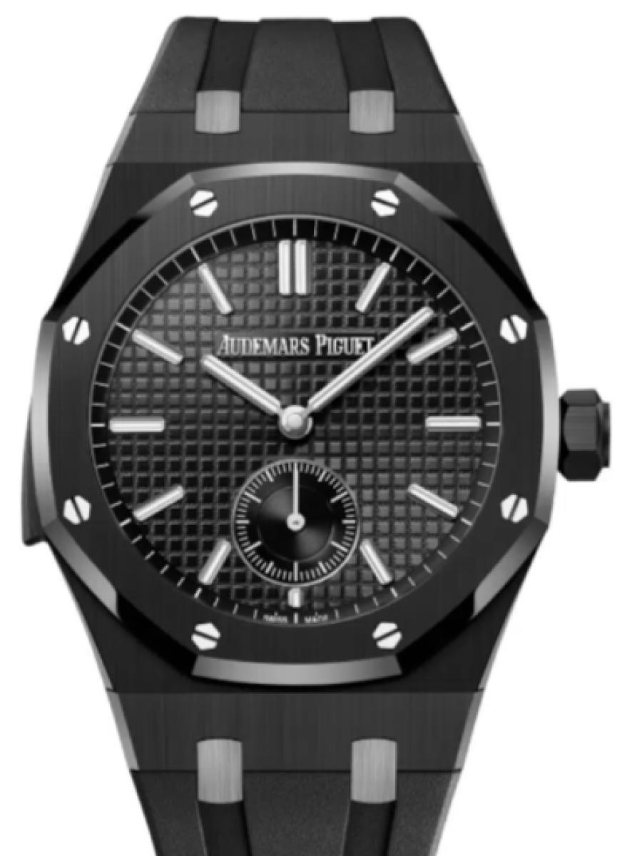 オーデマピゲ ロイヤルオーク 26591CE.OO.D002CA.01 ブラック ミニッツリピーター スーパーソヌリ　グランドタペストリー　ブラックダイヤル　スモールセコンド　 メンズ　42ｍｍ　ブラックラバーストラップ　キャリバー2953(新品未使用)