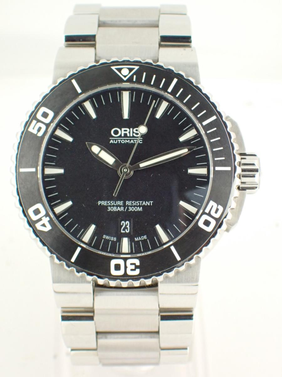 オリス アクイス 733.7653.4154M ブラック 43mm径、メンズ(AB※傷多い)