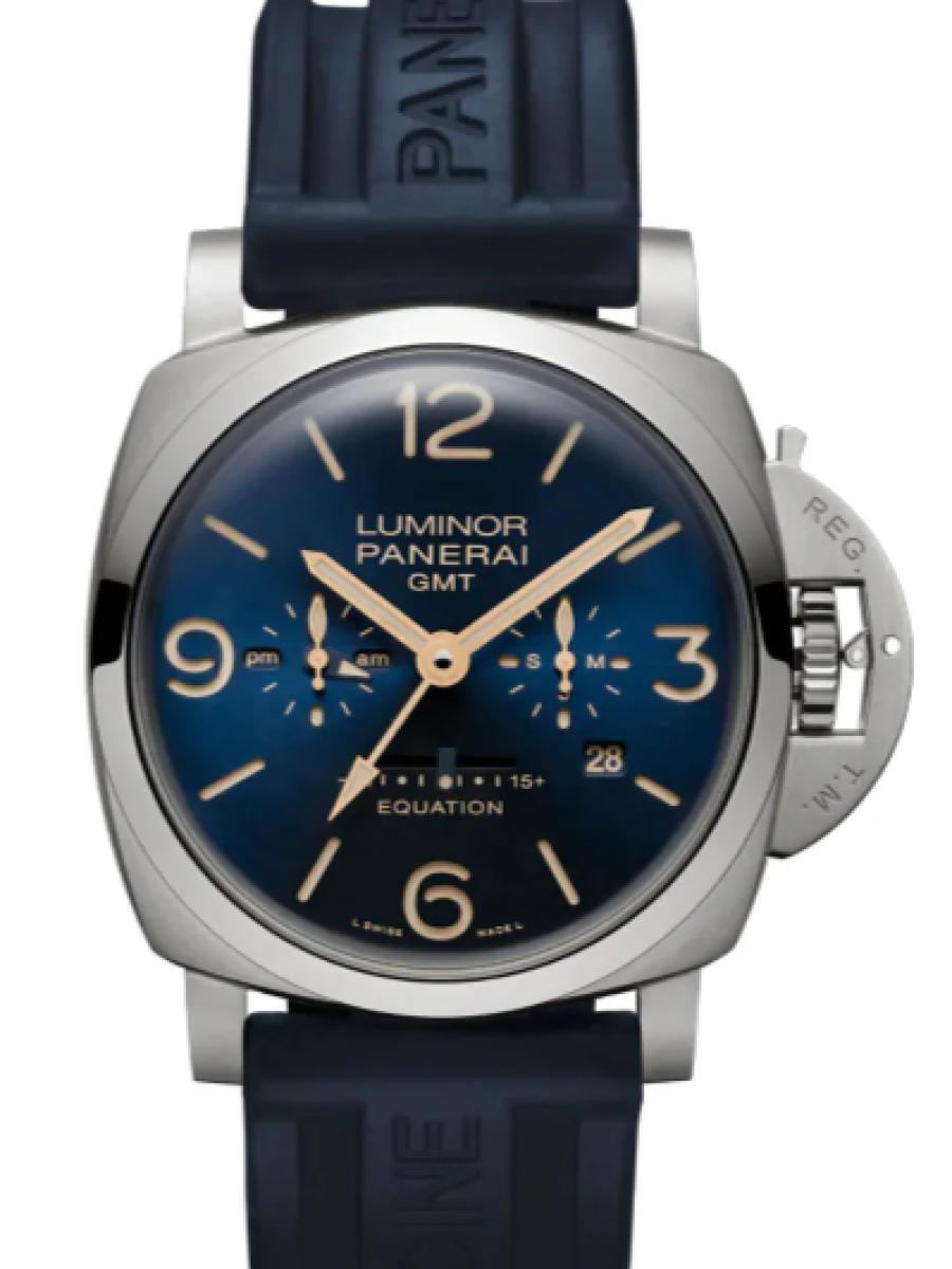 パネライ ルミノール1950 PAM00670 ブルー ルミノール イクエーション オブ タイム GMT チタニオ　ブルーダイヤル　 メンズ　44ｍｍ　キャリバーP.2002/E　パワーリザーブ8日間(新品未使用)