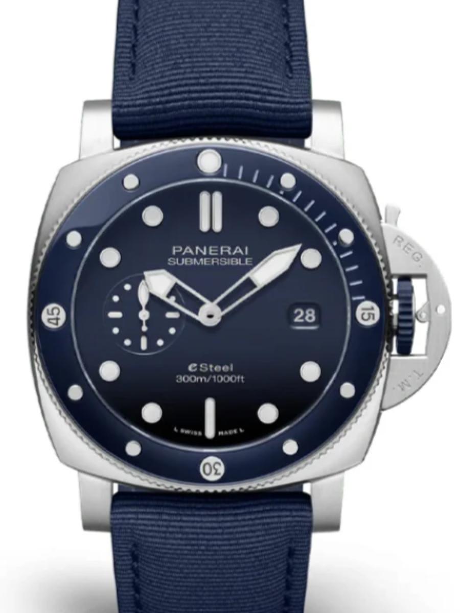 パネライ サブマーシブル PAM01289 ブルー サブマーシブル クアランタクアトロブループロフォンド　ブルーダイヤル　スモールセコンド　デイト表示 メンズ　44ｍｍ　キャリバーP.900　パワーリザーブ3日間ブルー テキスタイル(新品未使用)