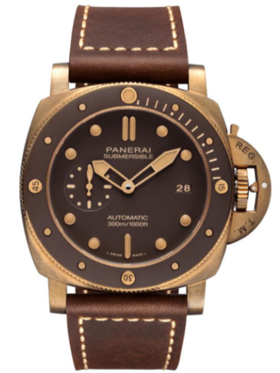 パネライ サブマーシブル PAM00968 ブラウン ブティック限定　サブマーシブル ブロンゾ　ブラウンダイヤル　スモールセコンド　デイト表示 メンズ　47ｍｍ　キャリバーP.9010　パワーリザーブ3日間　カーフ ポンテ・ヴェッキオ ダークブラウン(新品未使用)