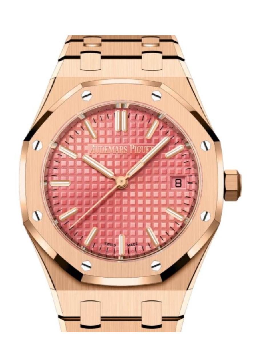 オーデマピゲ ロイヤルオーク 77450OR.OO.1361OR.01 ピンク オートマティック　ピンクダイヤル　グランドタペストリー 　デイト表示 レディース　ユニセックス　34ｍｍ　キャリバー5800　パワーリザーブ50時間(新品未使用)