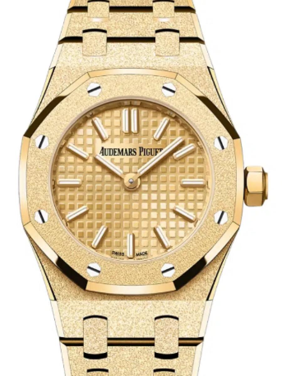 オーデマピゲ ロイヤルオーク 67630BA.GG.1312BA.01-B ゴールド ミニ フロステッドゴールド クォーツ　ミニ オーク　ゴールドダイヤル　プチタペストリー レディース　ユニセックス　23ｍｍ　キャリバー2730　(新品未使用)