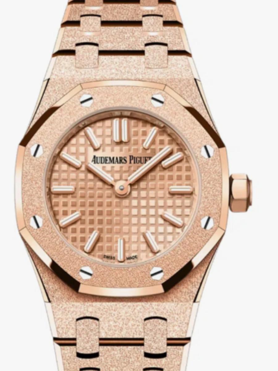 オーデマピゲ ロイヤルオーク 67630OR.GG.1312OR.01-B ピンクゴールド ミニ フロステッドゴールド クォーツ　ピンクゴールドダイヤル　プチタペストリー レディース　メンズ　23ｍｍ　キャリバー2730　鍛金加工(新品未使用)