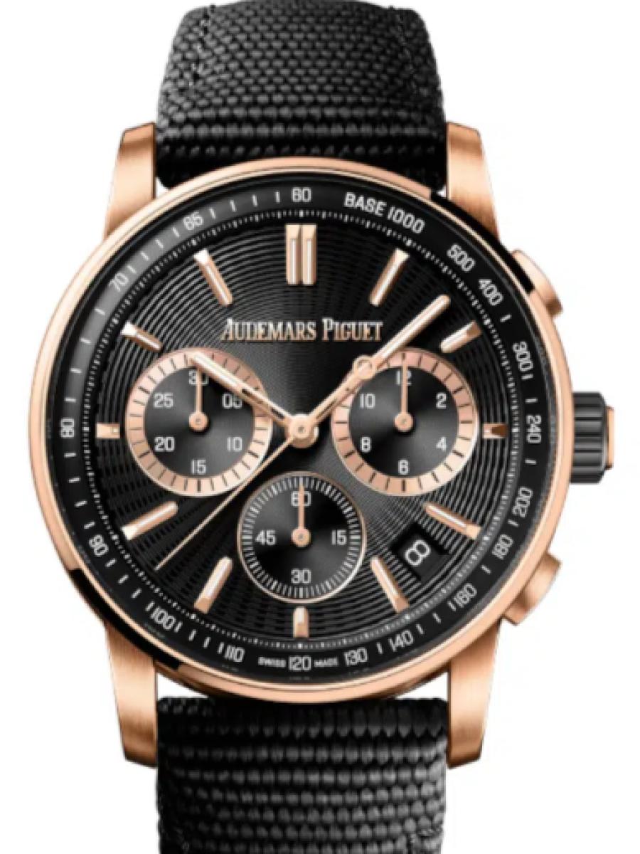 オーデマピゲ コード11.59 26393NR.OO.A002KB.02 ブラックダイヤル クロノグラフ ブラックダイヤル　3カウンター　デイト表示 メンズ　41ｍｍ　18Kピンクゴールド　キャリバー4401　パワーリザーブ70時間(新品未使用)