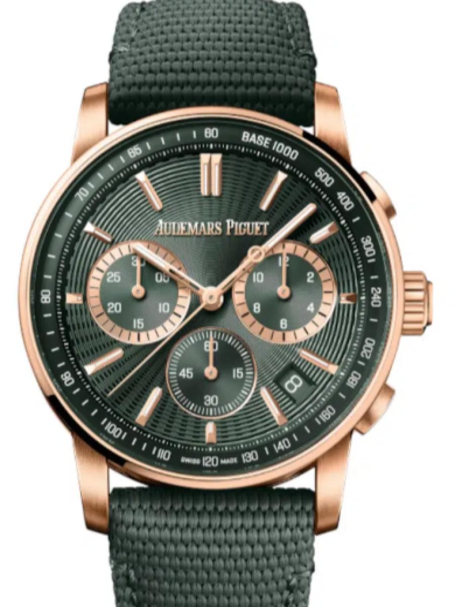 オーデマピゲ コード11.59 26393OR.OO.A056KB.01 グリーン クロノグラフ　グリーンダイヤル　3カウンター　デイト表示　グリーンインナーベゼル メンズ　キャリバー4401　パワーリザーブ70時間　41ｍｍ　グリーンラバー(新品未使用)