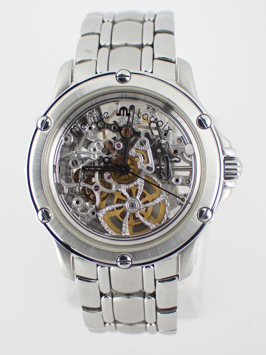 モーリスラクロア アンティーク 型番不明 スケルトン Ref.14782-6701 36mm径、メンズ(A※傷あり中古)