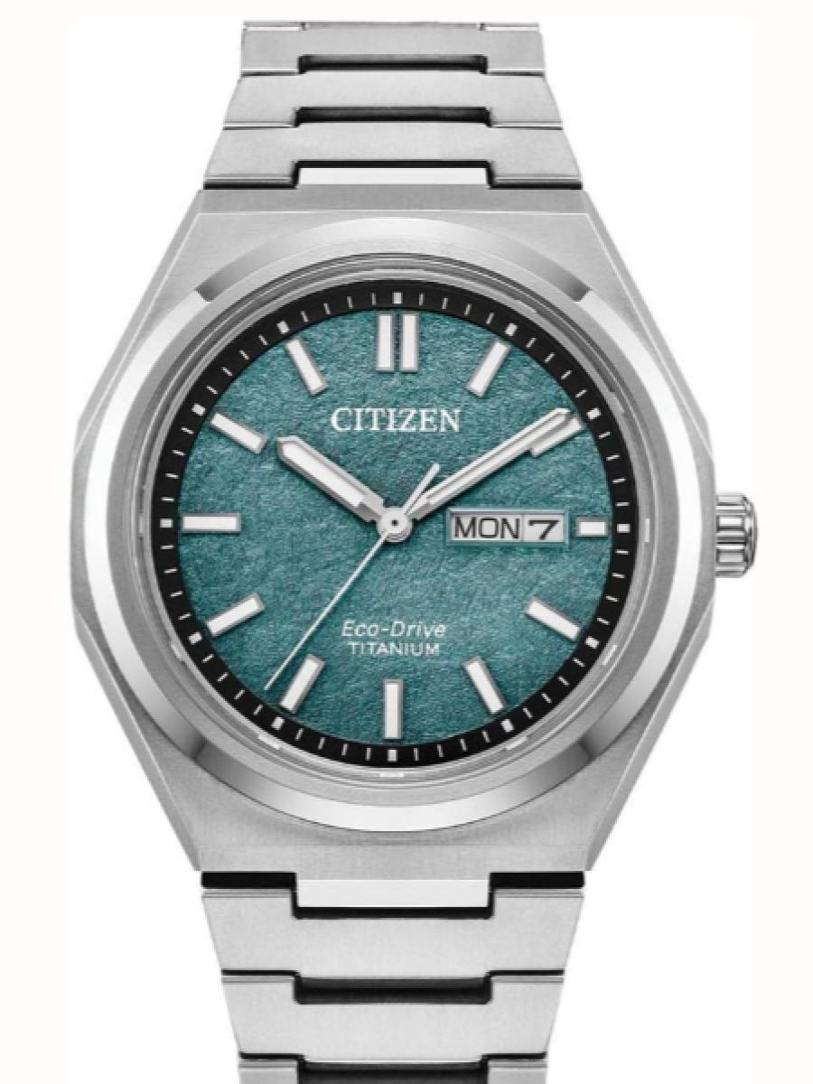 シチズン ゼンシン AW0130-85X グリーン ゼンシン スーパーチタン　テクスチャードグリーンダイヤル　デイデイト メンズ　39mm　Cal. J800(新品未使用)