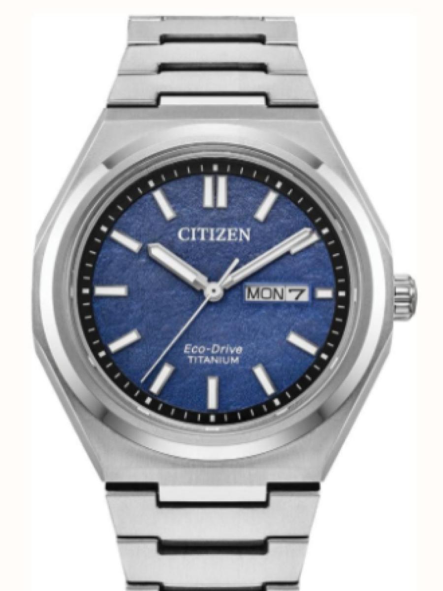 シチズン ゼンシン AW0130-85L ブルー スーパーチタン　テクスチャードブルーダイヤル　デイデイト メンズ　39ｍｍ　(新品未使用)