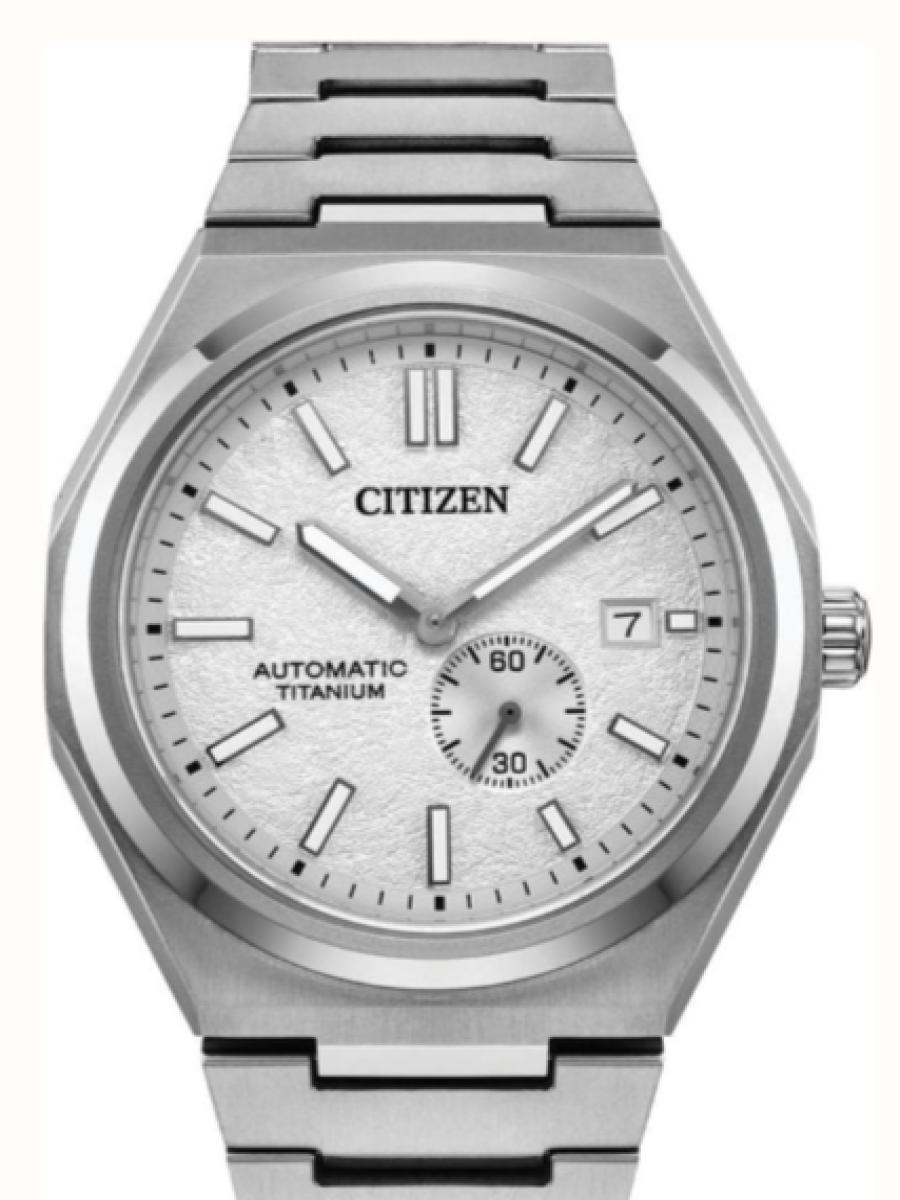シチズン ゼンシン NJ0180-80A ホワイト  スーパーチタン オートマチック  テクスチャードホワイトダイヤル　スモールセコンド　デイト表示 メンズ　42ｍｍ　キャリバー8213-21A　パワーリザーブ約40時間(新品未使用)