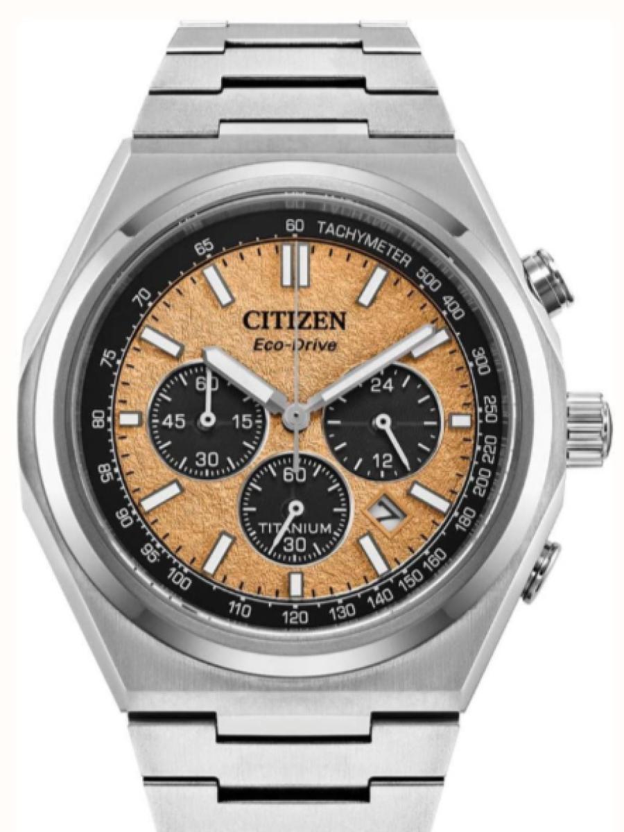 シチズン ゼンシン CA4610-85Z サーモンカラー サーモンカラーダイヤル　ゼンシンクロノ　テクスチャードサーモンダイヤル　デイト表示　3カウンター メンズ　42ｍｍ　キャリバーB620　(新品未使用)