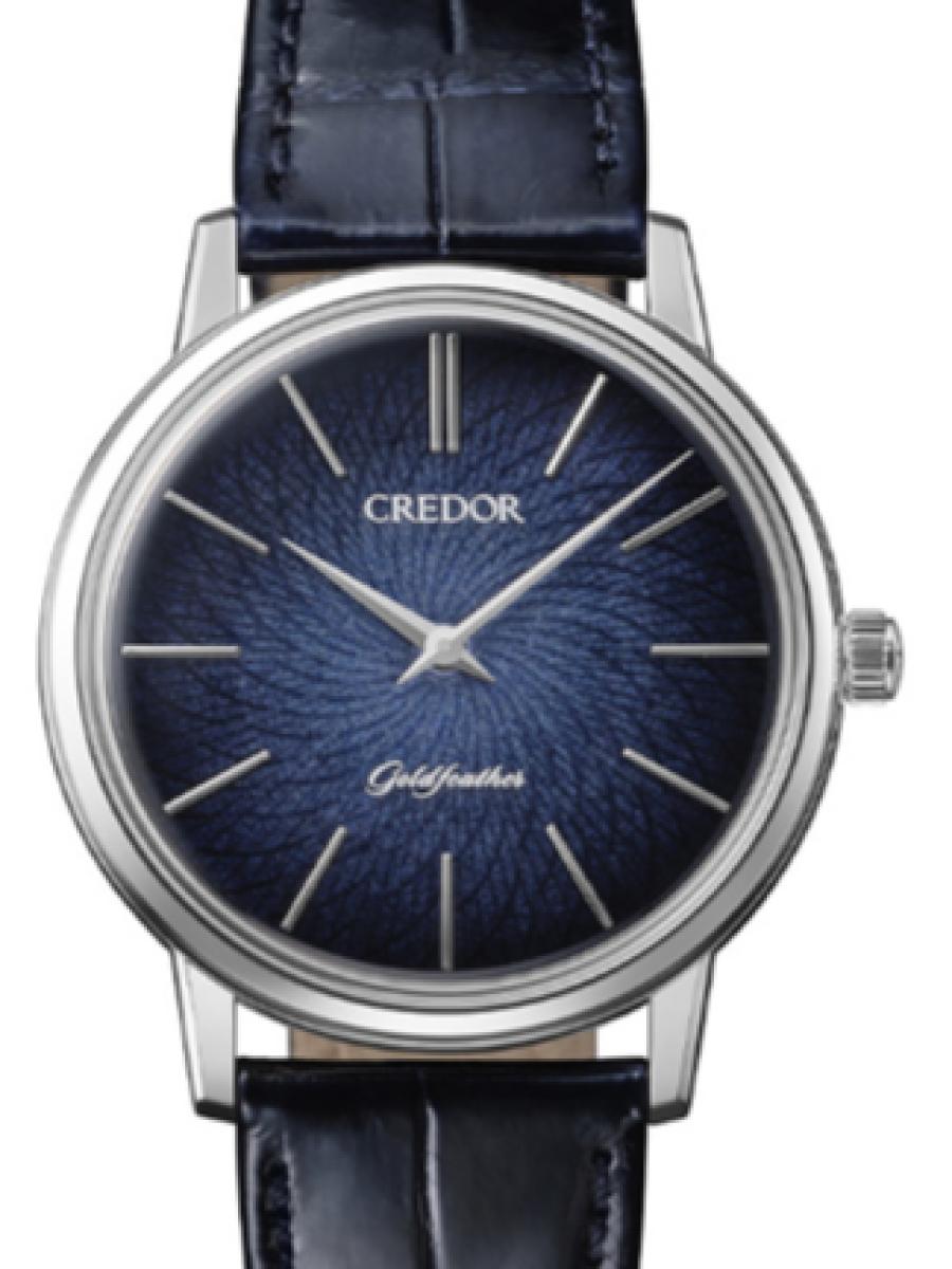 クレドール ゴールドフェザー GBBY969 紺 ゴールドフェザー U.T.D.　エナメルダイヤル　留紺 ユニセックス　メンズ　レディース　キャリバーNo 6890　シースルーバック　37.4 mm(新品未使用)
