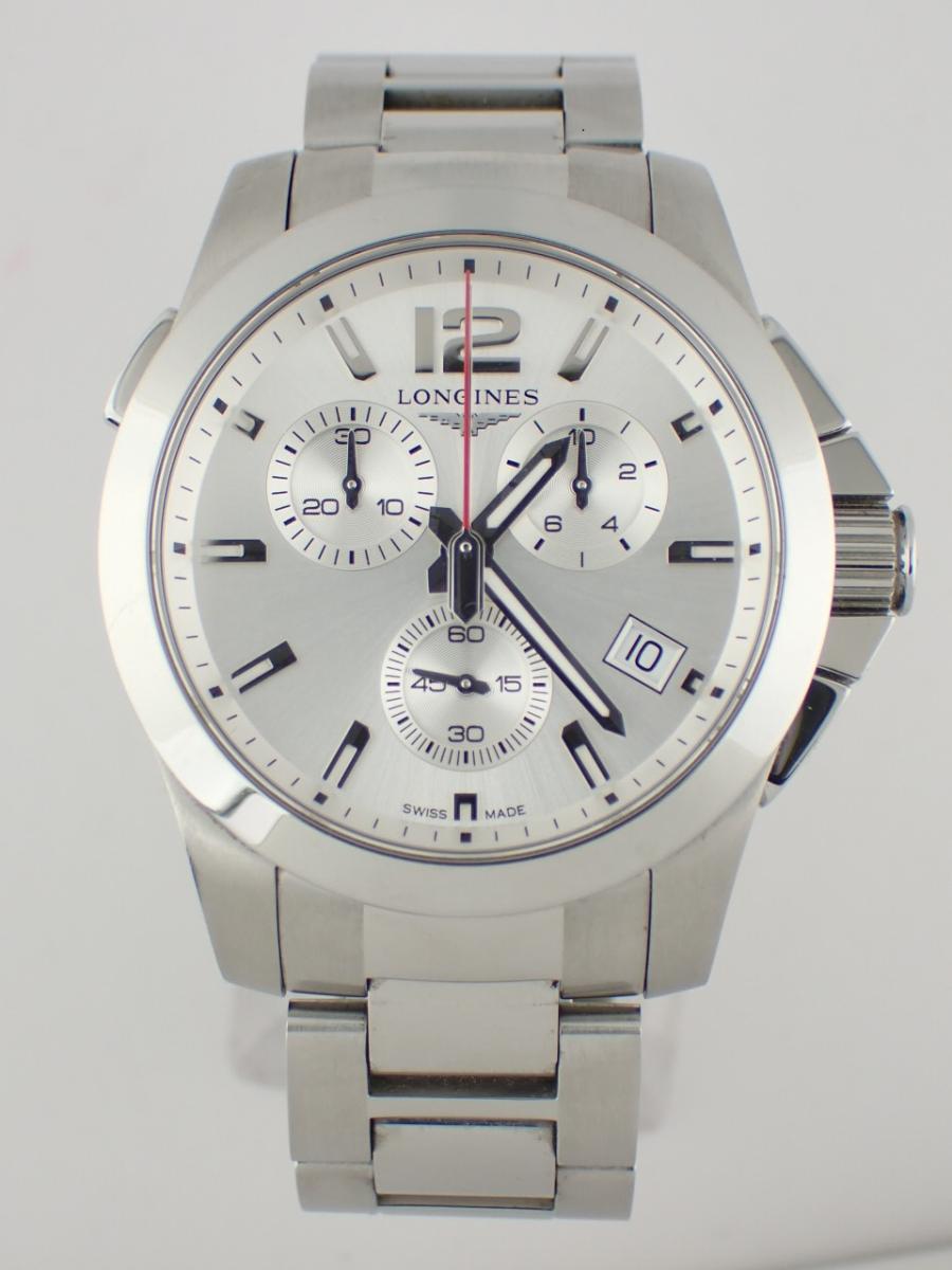 ロンジン コンクエストクロノグラフ L3.702.4.76.6 シルバー 41mm径、メンズ(A※小傷あり)