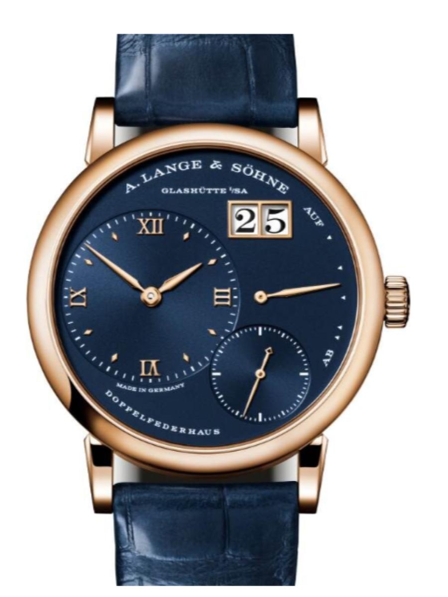 ランゲ＆ゾーネ ランゲ1 181.063 ブルー 2024年ランゲ1誕生30周年モデル　限定150本　ピンクゴールド750　ブルーダイヤル　デイト表示　スモールセコンド　　 メンズ　レディース　ユニセックス　キャリバー L121.1　36.8 mm　パワーリザーブ 72 時間　シースルーバック(新品未使用)