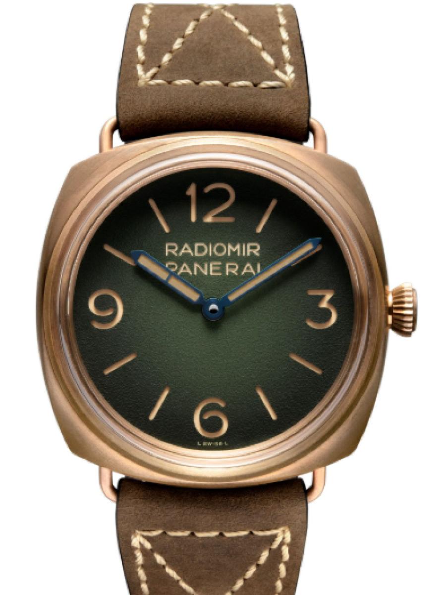 パネライ ラジオミール PAM00760 グリーン ラジオミール ブロンゾ　ブティック限定　グリーンダイヤル　 メンズ　47ｍｍ　キャリバーP.3000　パワーリザーブ3日間　カーフレザー ダークブラウン(新品未使用)