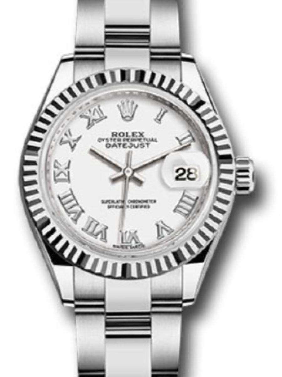 ロレックス レディデイトジャスト 279174 ホワイト オイスタースチール＆ホワイトゴールド　フルーテッドベゼル　デイト表示 レディース　28ｍｍ　キャリバー 2236　パワーリザーブ 約55時間(新品未使用)