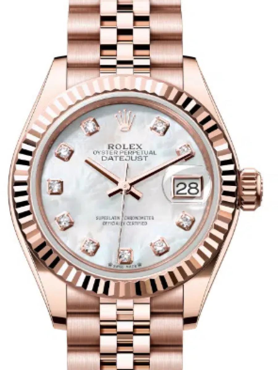 ロレックス レディデイトジャスト 279175NG マザーオブパール オイスター　エバーローズゴールド 　マザーオブパールダイヤル　ダイヤインデックス　デイト表示 レディース　28ｍｍ　キャリバー 2236　パワーリザーブ 約55時間　ジュビリーブレス(新品未使用)