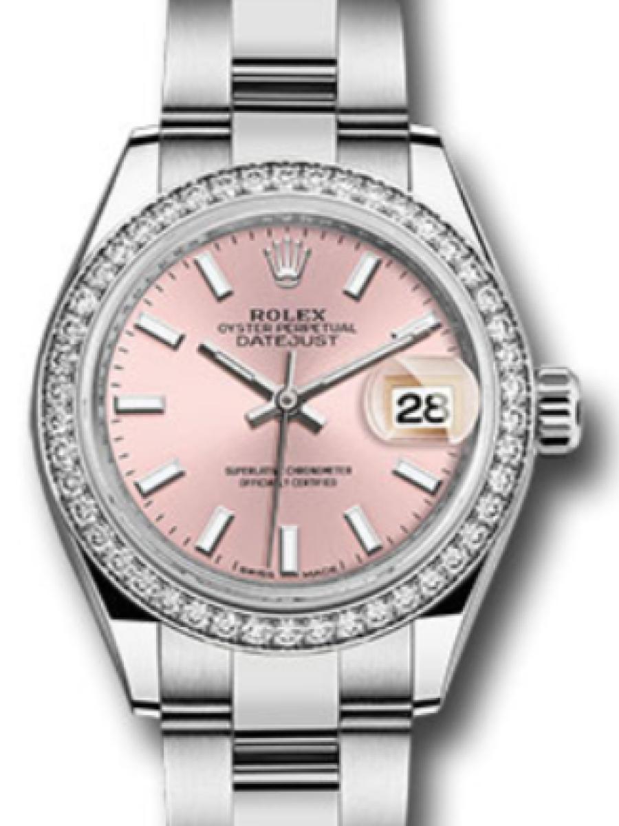 ロレックス レディデイトジャスト 279384rbr-0002 ピンク オイスター　オイスタースチール＆ホワイトゴールド　ダイヤモンド　ピンクダイヤルデイト表示 レディース　28ｍｍ　キャリバー 2236　パワーリザーブ 約55時間　(新品未使用)