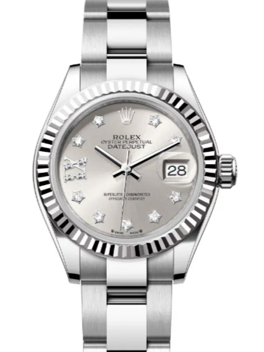 ロレックス レディデイトジャスト 279174-0022 シルバー オイスター　オイスタースチール＆ホワイトゴールド　グレーダイヤル　ダイヤモンドインデックス　デイト表示　 レディース　28ｍｍ　キャリバー 2236　パワーリザーブ 約55時間　(新品未使用)