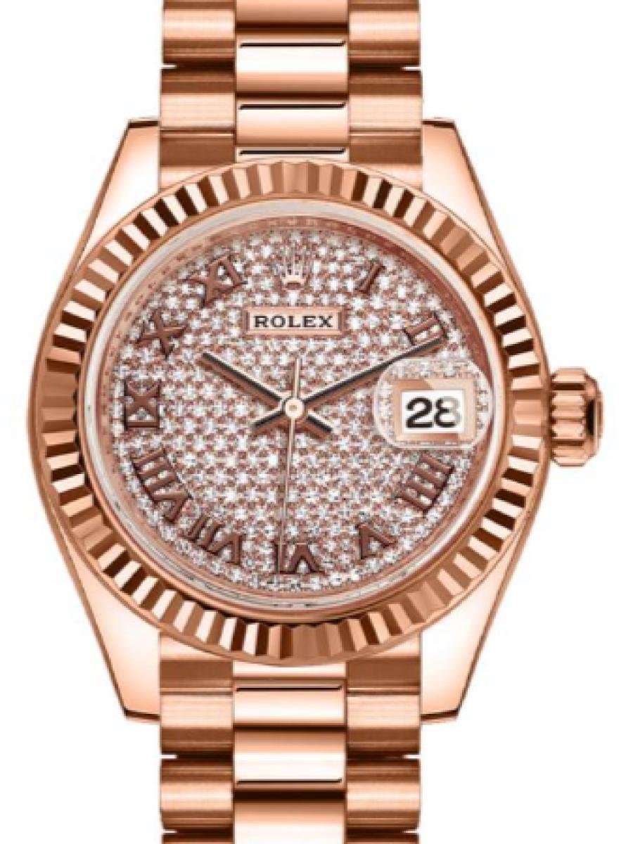 ロレックス レディデイトジャスト 279175-0023 パヴェダイヤモンド オイスター　エバーローズゴールド　パヴェダイヤル　デイト表示　 レディース　28ｍｍ　キャリバー 2236　パワーリザーブ 約55時間　(新品未使用)