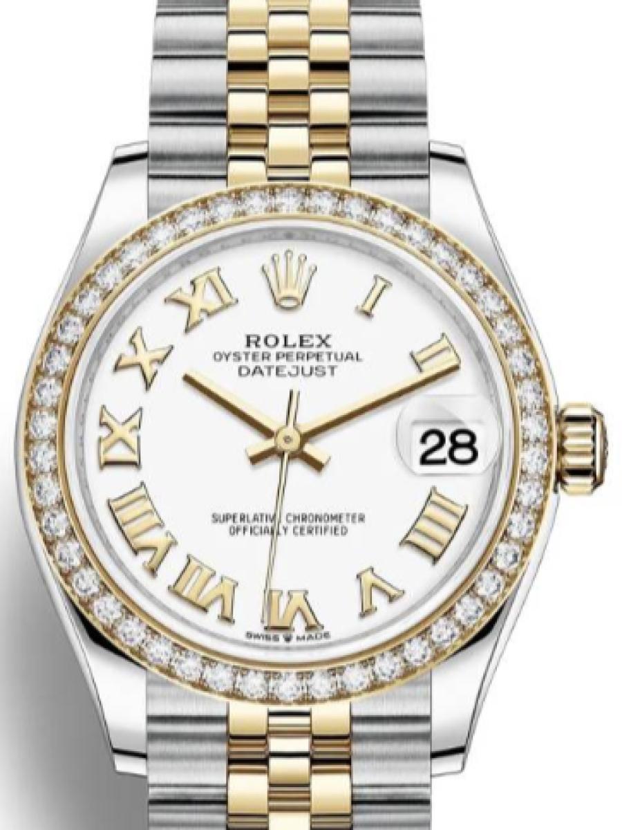 ロレックス レディデイトジャスト 279383rbr-0023 ホワイト オイスター　オイスタースチール＆イエローゴールド　ダイヤモンド　ホワイトダイヤル　デイト表示　ダイヤベゼル レディース　28ｍｍ　キャリバー 2236　パワーリザーブ 約55時間　ジュビリーブレス(新品未使用)