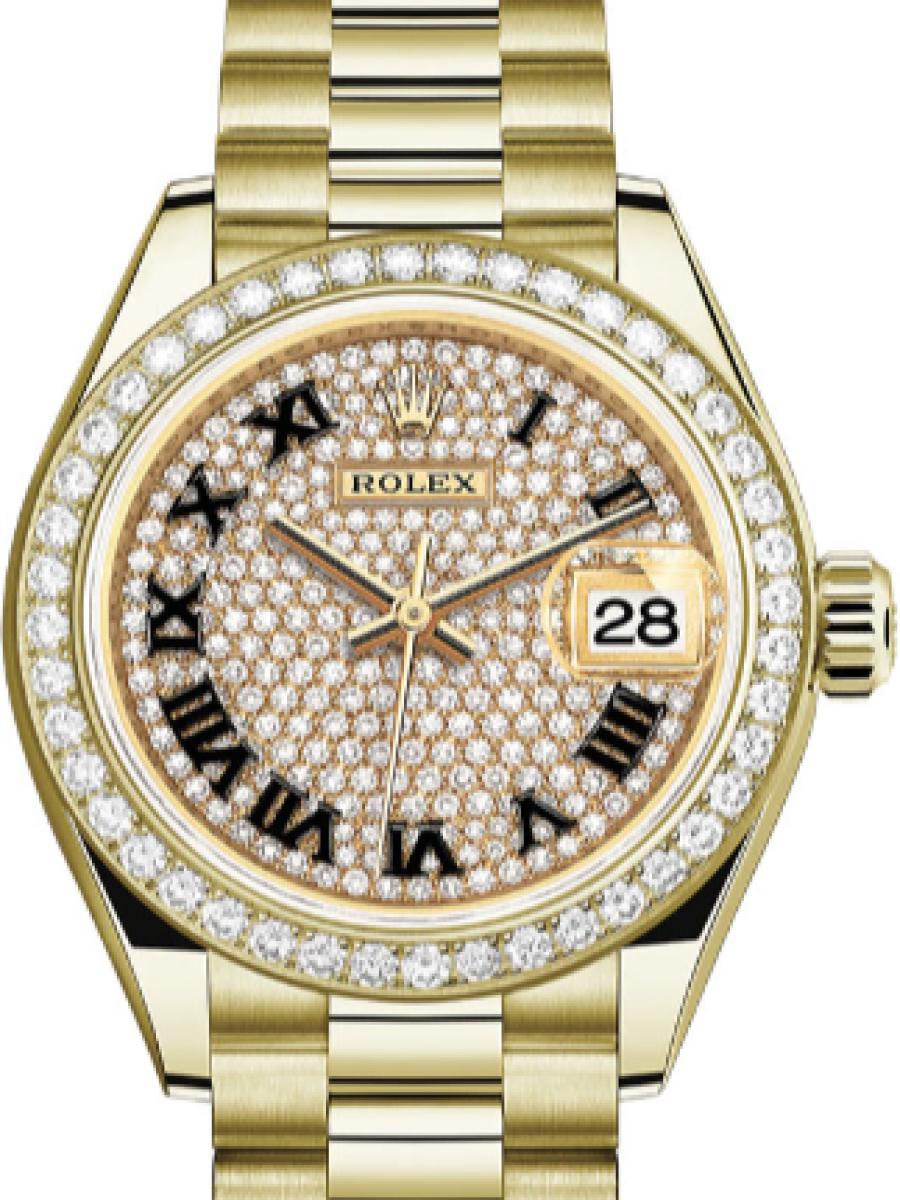 ロレックス レディデイトジャスト 279138rbr-0030 ダイヤ オイスター　イエローゴールド　ダイヤモンドダイヤル　デイト表示　ダイヤベゼル レディース　28ｍｍ　キャリバー 2236　パワーリザーブ 約55時間　(新品未使用)