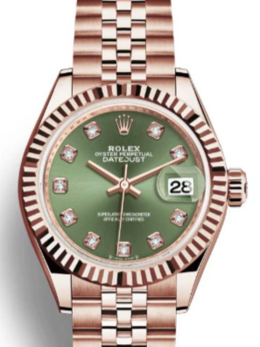 ロレックス レディデイトジャスト 279175-0013 グリーン オイスター　エバーローズゴールド　グリーンダイヤル　ダイヤインデックス　デイト表示　 レディース　パワーリザーブ 約55時間　キャリバー 2236　(新品未使用)
