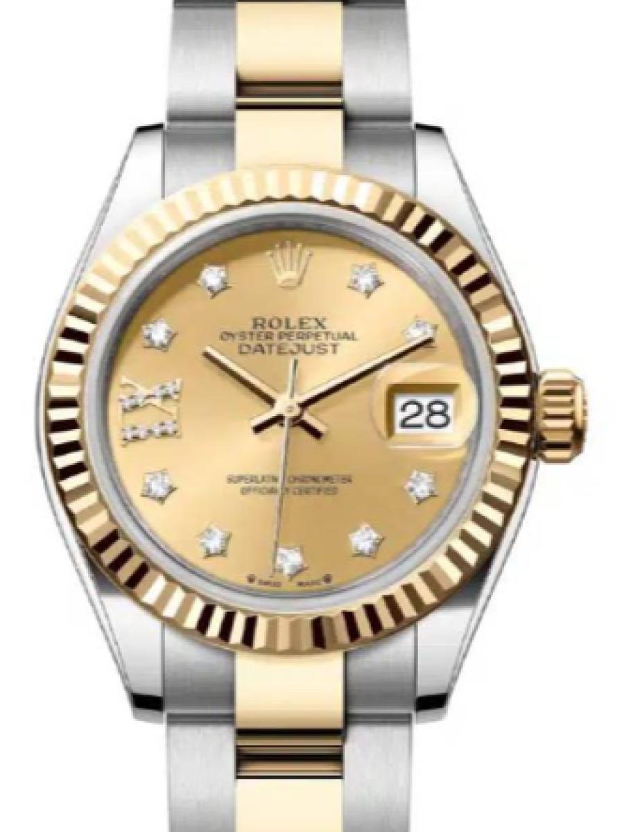 ロレックス レディデイトジャスト 279173-0022 シャンパン オイスター　オイスタースチール＆イエローゴールド　シャンパンゴールド　ダイヤインデックス　デイト表示 レディース　28ｍｍ　パワーリザーブ 約55時間　キャリバー 2236(新品未使用)