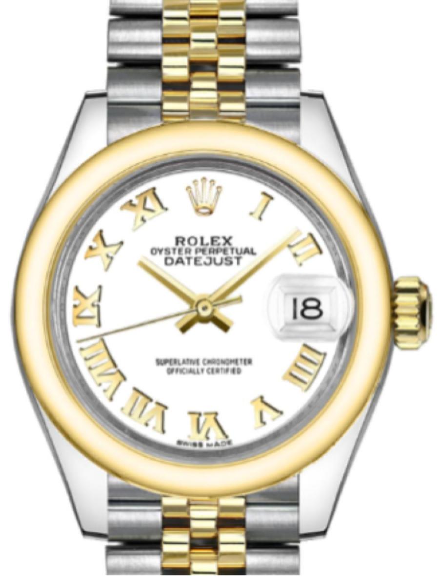 ロレックス レディデイトジャスト 279163-0023 シャンパンダイヤル オイスターオイスタースチール＆イエローゴールド　ホワイトダイヤル　デイト表示　ローマインデックス レディース　28ｍｍ　キャリバー 2236　パワーリザーブ 約55時間　(新品未使用)