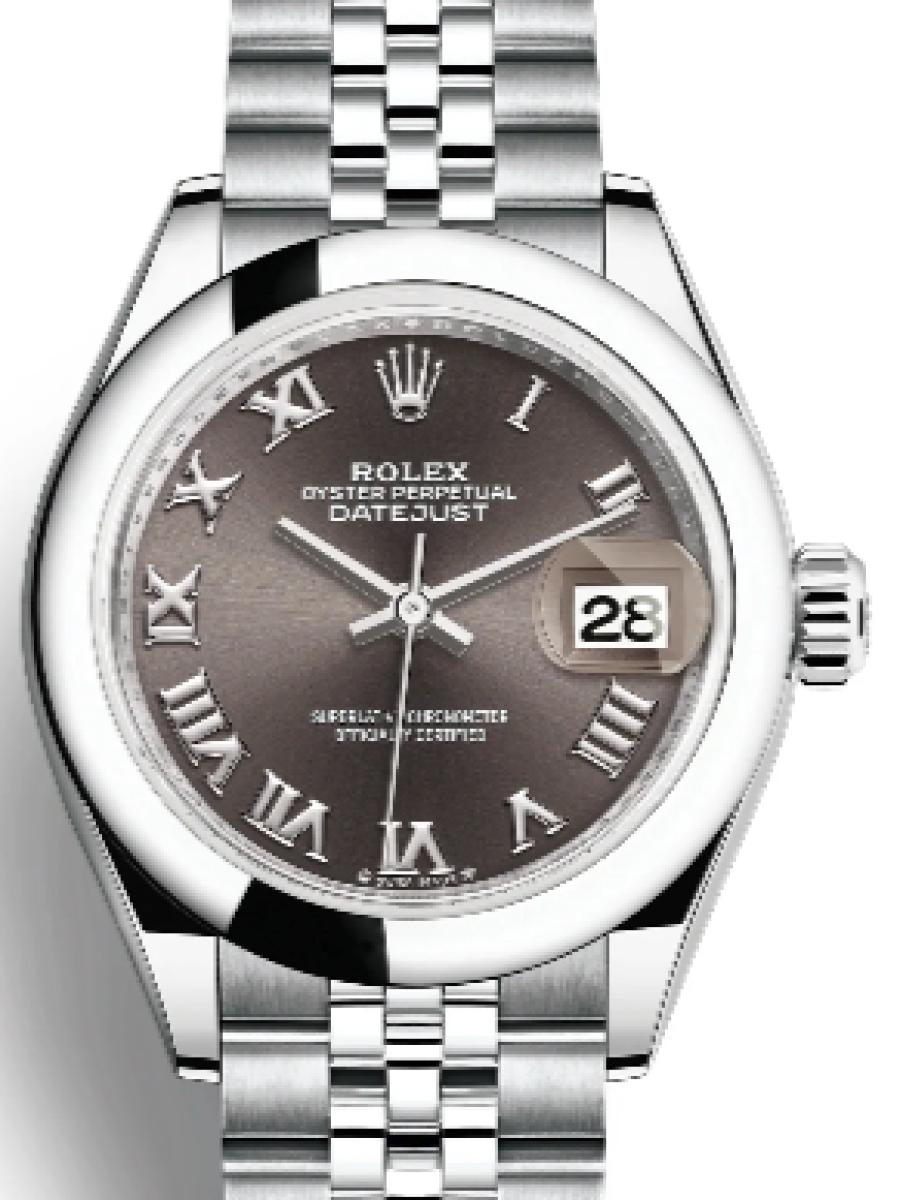 ロレックス レディデイトジャスト 279160-0011 ダークグレーダイヤル オイスター　オイスタースチール　ダークグレーダイヤル　ローマインデックス　デイト表示  レディース　28ｍｍ　パワーリザーブ 約55時間　キャリバー 2236(新品未使用)