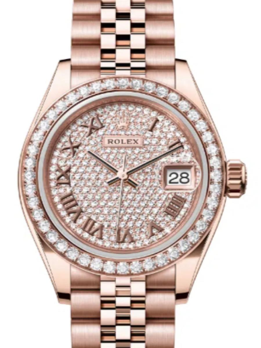 ロレックス レディデイトジャスト 279135rbr-0022 ダイヤル オイスター　エバーローズゴールド　ダイヤモンド　ダイヤダイヤル　デイト表示 レディース　28ｍｍ　キャリバー 2236　パワーリザーブ 約55時間　(新品未使用)