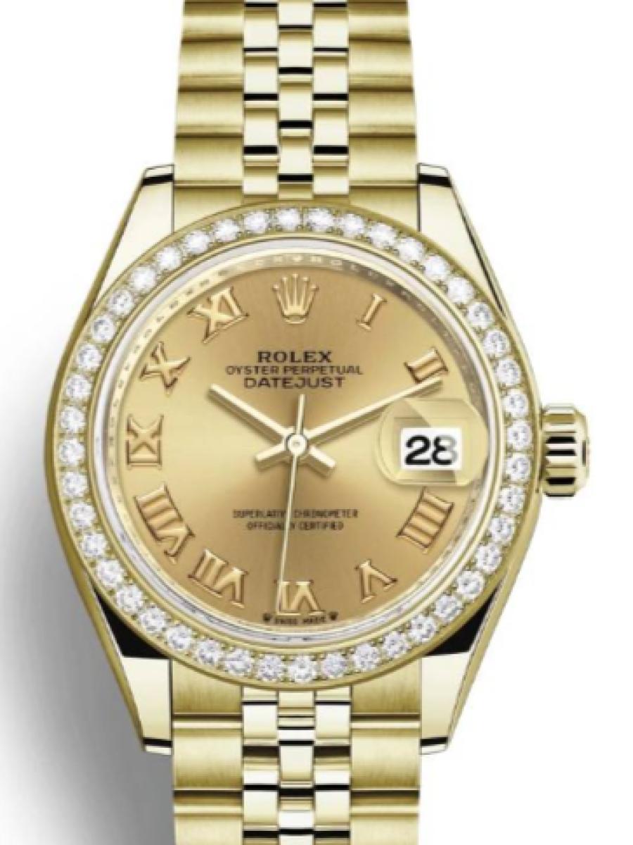 ロレックス レディデイトジャスト 279138rbr-0022 シャンパンゴールド オイスター　イエローゴールド　ダイヤモンド　シャンパンダイヤル　ローマインデックス　デイト表示 レディース　28ｍｍ　キャリバー 2236　パワーリザーブ 約55時間　(新品未使用)