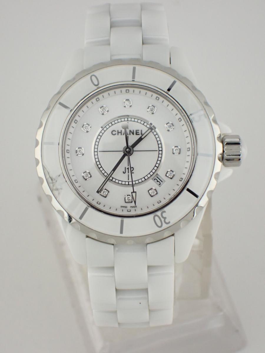 シャネル J12 H1628 ホワイト 33mm径、レディース(B※ベゼル割れ)