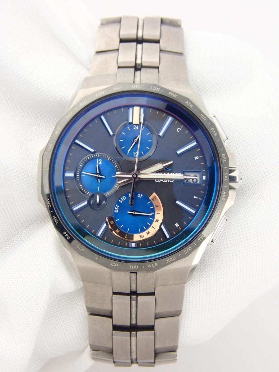 カシオ オシアナス OCW-S5000C-1AJF ブルー 42mm径、メンズ(A※傷あり中古)