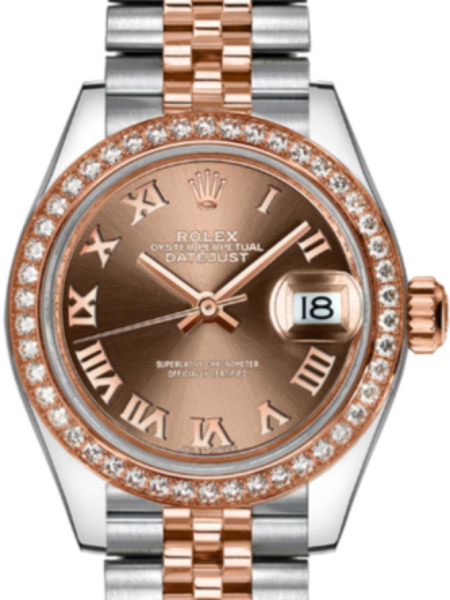 ロレックス レディデイトジャスト 279381rbr-0009 チョコレート オイスター　オイスタースチール＆エバーローズゴールド　ダイヤモンド　チョコレートダイヤル　デイト表示 レディース　28ｍｍ　キャリバー 2236　パワーリザーブ 約55時間(新品未使用)