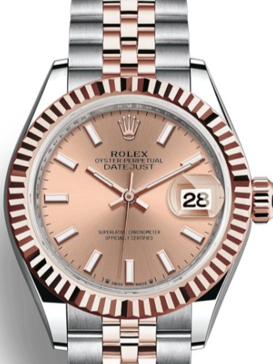 ロレックス レディデイトジャスト 279171-0023 ロゼ オイスター　オイスタースチール＆エバーローズゴールド　ロゼカラー　バーインデックス レディース　28ｍｍ　キャリバー 2236　パワーリザーブ 約55時間　(新品未使用)