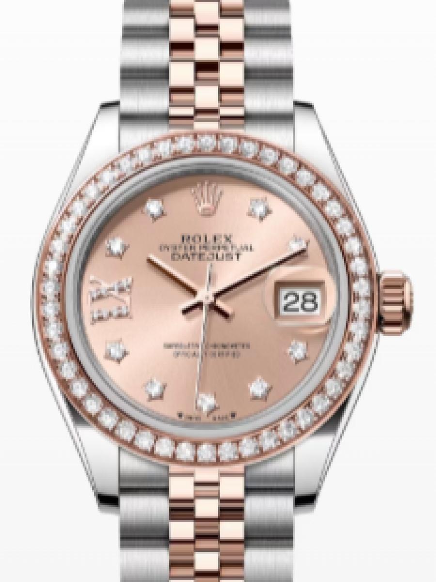 ロレックス レディデイトジャスト 279381rbr-0027 ピンク オイスター　オイスタースチール＆エバーローズゴールド　ダイヤモンド　ピンクダイヤル　デイト表示　ダイヤインデックス レディース　28ｍｍ　キャリバー 2236　パワーリザーブ 約55時間　(新品未使用)