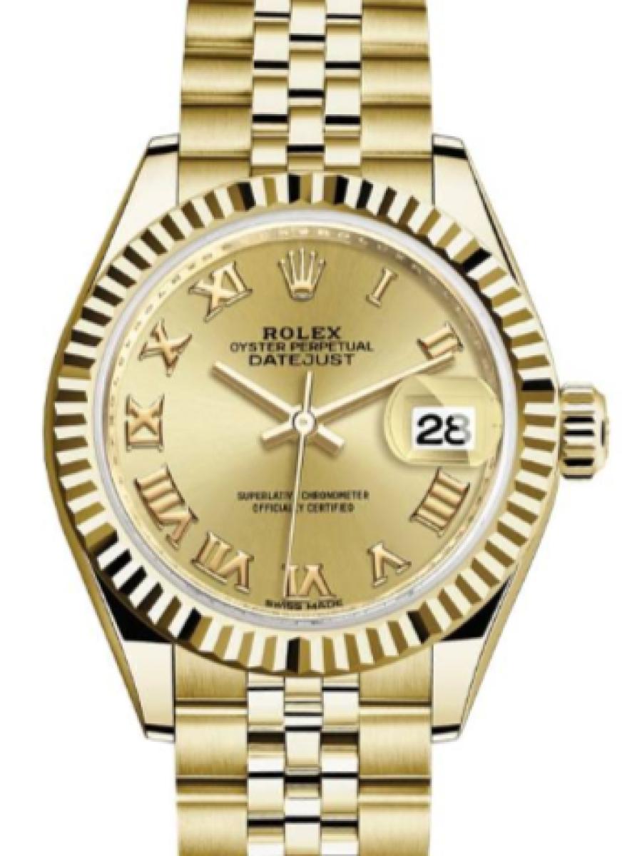 ロレックス レディデイトジャスト 279178-0023 シャンパンカラー オイスター　イエローゴールド　シャンパンゴールドダイヤル　ローマインデックス　デイト表示 レディース　28ｍｍ　キャリバー 2236　パワーリザーブ 約55時間　(新品未使用)