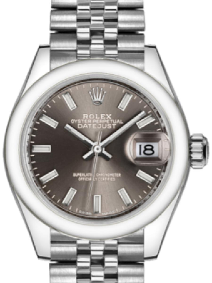 ロレックス レディデイトジャスト 279160-0009 ダークグレー オイスター　オイスタースチール 　ダークグレーダイヤル　バーインデックス　デイト表示 レディース　28ｍｍ　パワーリザーブ 約55時間　キャリバー 2236(新品未使用)