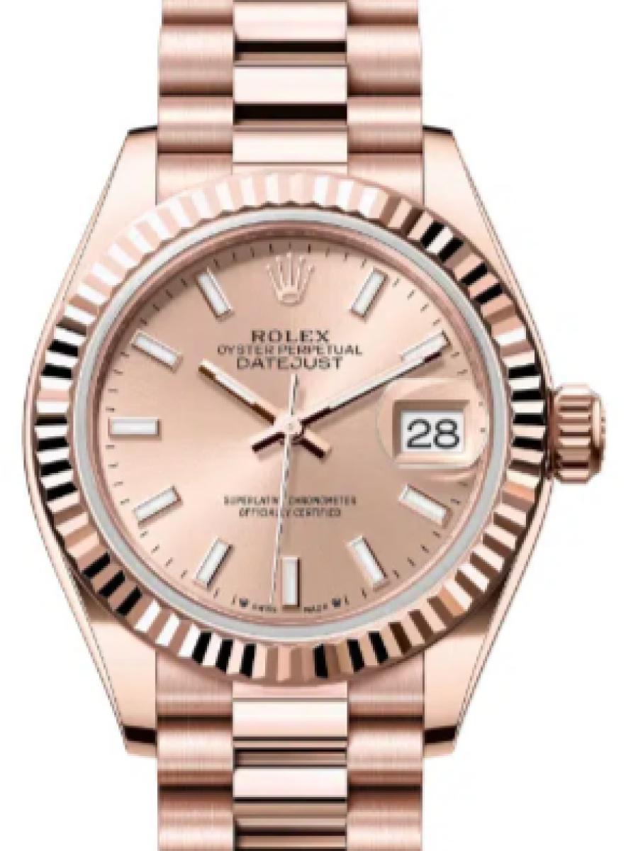 ロレックス レディデイトジャスト 279175-0025 ロゼカラー オイスター　エバーローズゴールド 　バーインデックス　デイト表示　ローズゴールドダイヤル レディース　28ｍｍ　キャリバー 2236　パワーリザーブ 約55時間　(新品未使用)